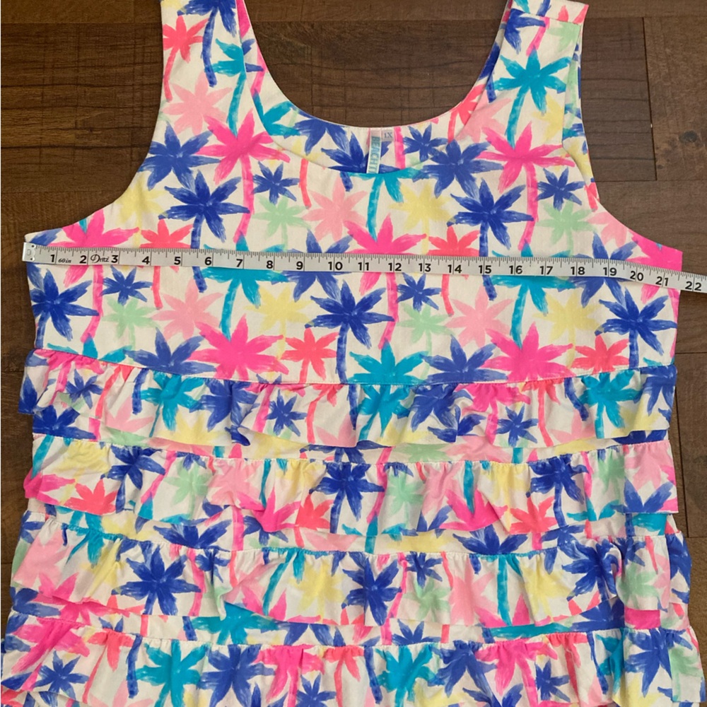Beachtime by Lulu B Cha Cha Tank Ruffle Tennis Golf Palm Trees Women’s 1X - Picture 7 of 8